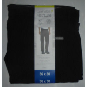 Men's Eddie Bauer Convertible Tech Pants Black size 36 X 30 New With Tags UPF 50